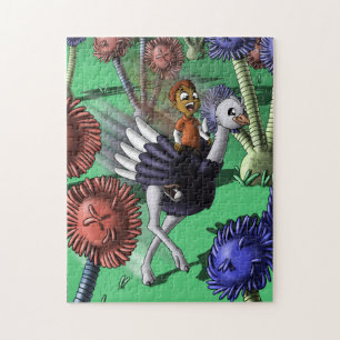 African American Boy en Ostrich Legpuzzel