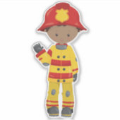 African American Boy, Fireman, brandweerman, brand Sticker (Voorkant)