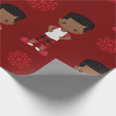 African American Boy kerstrapping Paper Cadeaupapier (Hoek)