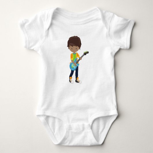 African American Boy, Rock Boy, Guitar Player Romper (Voorkant)