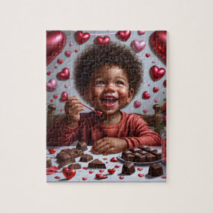 African American Boy Valentijn Puzzel