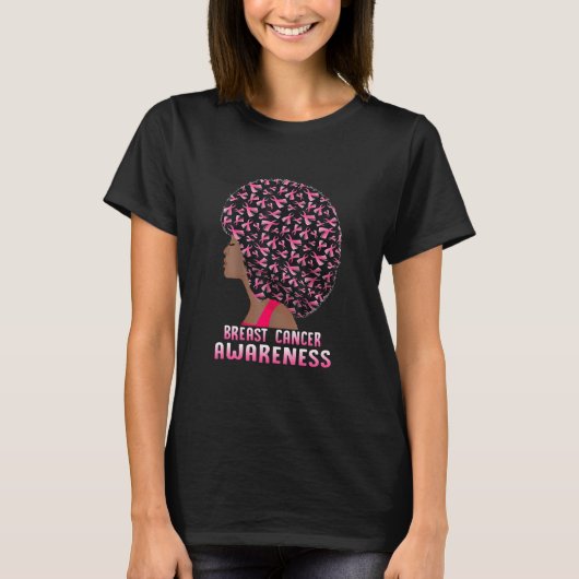 African American Breast Cancer Awareness Black T-shirt (Voorkant)