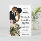 African American Bride & Groom White Wedding Kaart (Staand voorkant)