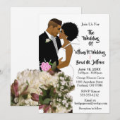 African American Bride & Groom White Wedding Kaart (Voorkant / Achterkant)