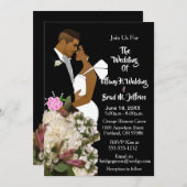 African American Bride & Groom White Wedding Kaart (Voorkant / Achterkant)