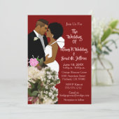 African American Bride & Groom White Wedding Kaart (Staand voorkant)