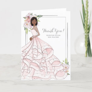 African American Bride Vrijgezellenfeest Toekomst Bedankkaart