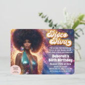 African American Disco Diva 70s Disco Uitnodiging (Staand voorkant)
