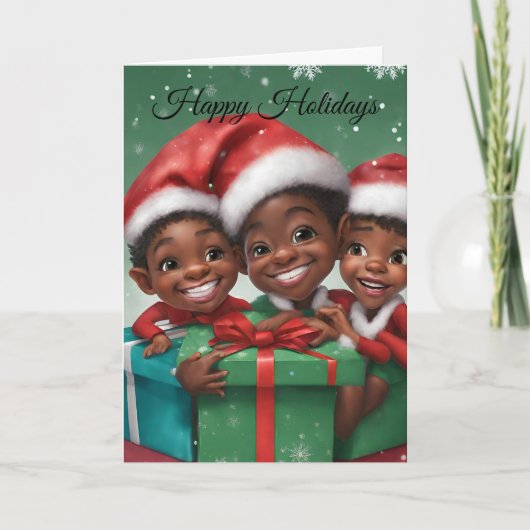 African American Elf Holiday Kaart (Voorkant)