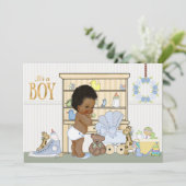 African American Ethnic Baby Boy Shower Invitation (Debout devant)