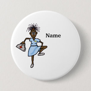 African-American Female Nurse Button