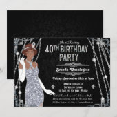 African American Flapper Girl Birthday Invitation (Devant / Derrière)