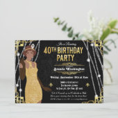 African American Flapper Girl Birthday Invitation (Debout devant)