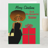 African American Funny Sister Merry kerstauto Kaart (Voorkant)