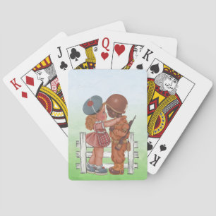 African American Girl and Boy Soldier Pokerkaarten
