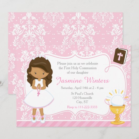 African American Girl First Community Damask Kaart (Voorkant / Achterkant)