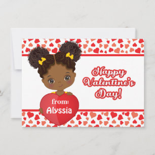 African American Girl Holding Heart Valentijn Card Notitiekaartje