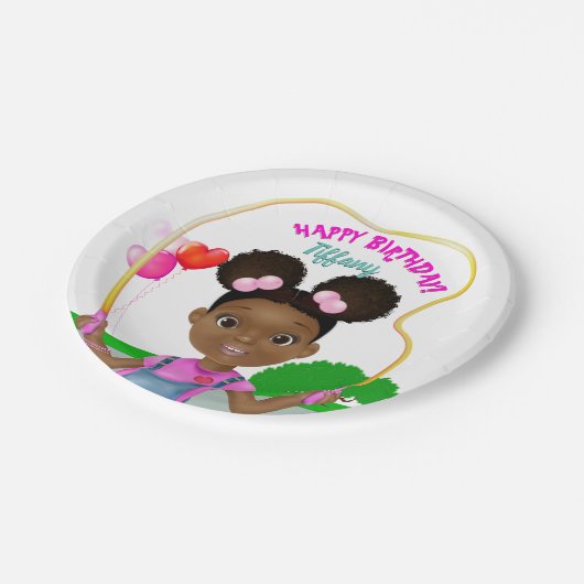 African American Girl Jump Rope Birthday Papieren Bordje (Gekanteld)