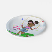African American Girl Jump Rope Birthday Papieren Bordje (Gekanteld)