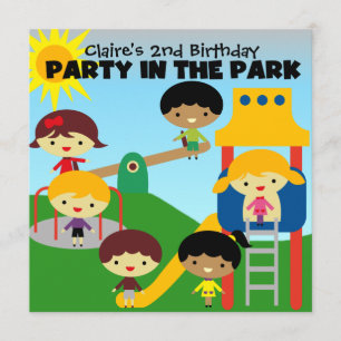 African American Girl Party of the Park Invite Kaart