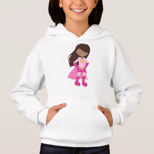 African American Girl, Pink Cape, Superhero Girl (Devant)
