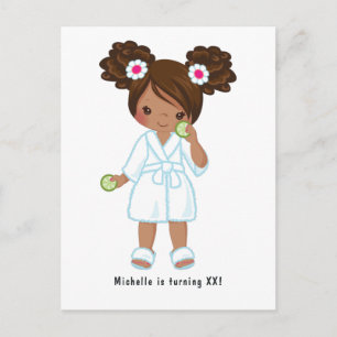 African American Girl Spa Sleepover Birthday Party Briefkaart