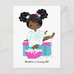 African American Girl Spa Sleepover Birthday Party Briefkaart