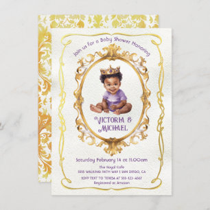African American Gold Prince Baby shower Kaart