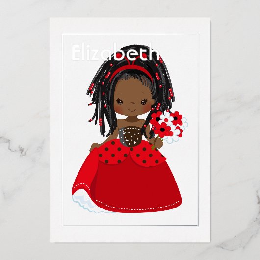 African American Ladybug Birthday Folie Uitnodiging (Voorkant)