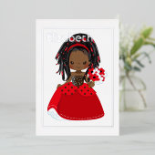 African American Ladybug Birthday Folie Uitnodiging (Staand Voorkant)