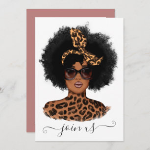 African American Leopard Girl Bachelorette Party Kaart