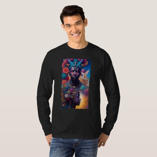 African American Man and Woman Mystical Fantasy AI T-shirt (Voorkant volledig)