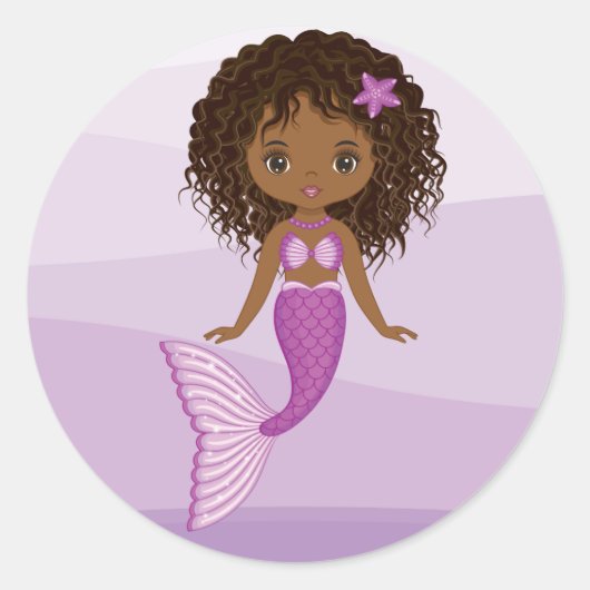 African American Mermaid Round Sticker (Voorkant)