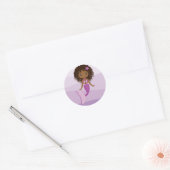 African American Mermaid Round Sticker (Envelop)