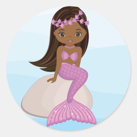 African American Mermaid Round Sticker (Voorkant)
