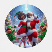 African American Mr & Mrs Claus Metalen Ornament (Voorkant)