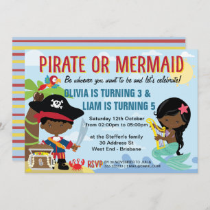 African American Pirate en Mermaid Kaart