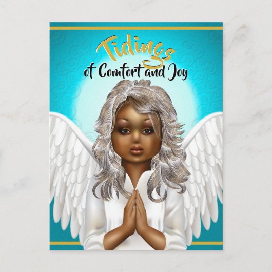 African American Praying Angel Briefkaart (Voorkant)