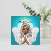 African American Praying Angel Feestdagenkaart (Staand voorkant)