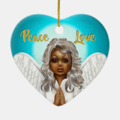 African American Praying Angel Keramisch Ornament (Achterkant)