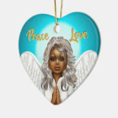African American Praying Angel Keramisch Ornament (Links)