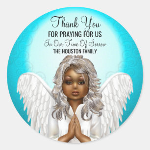 African American Praying Angel Ronde Sticker