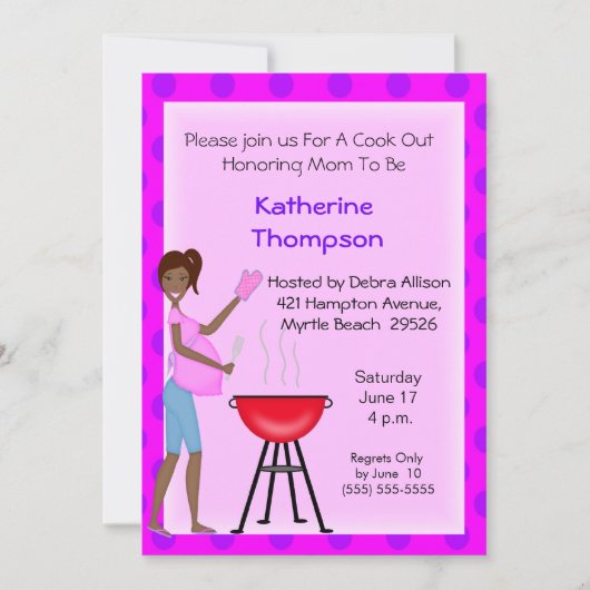 African American Pregnant Mom Invitation de cuisin (Devant)