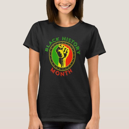 African American Pride Power Fist For Black Histor T-shirt (Voorkant)