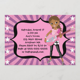 African American Rock Star Birthday Invitation Kaart