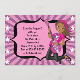 African American Rock Star Birthday Invitation Kaart