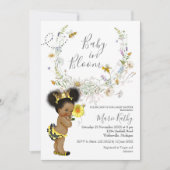 African American Rustic Bee Wildflower Uitnodiging (Voorkant)