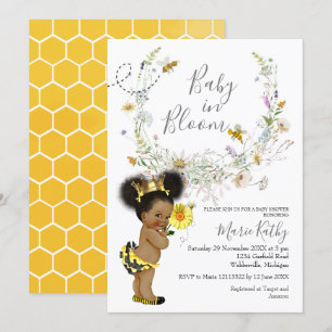 African American Rustic Bee Wildflower Uitnodiging