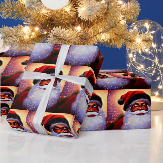 African American Santa Claus Christmas Black Man Cadeaupapier