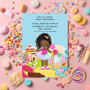 African American Snoep Land Girl Birthday Party Kaart